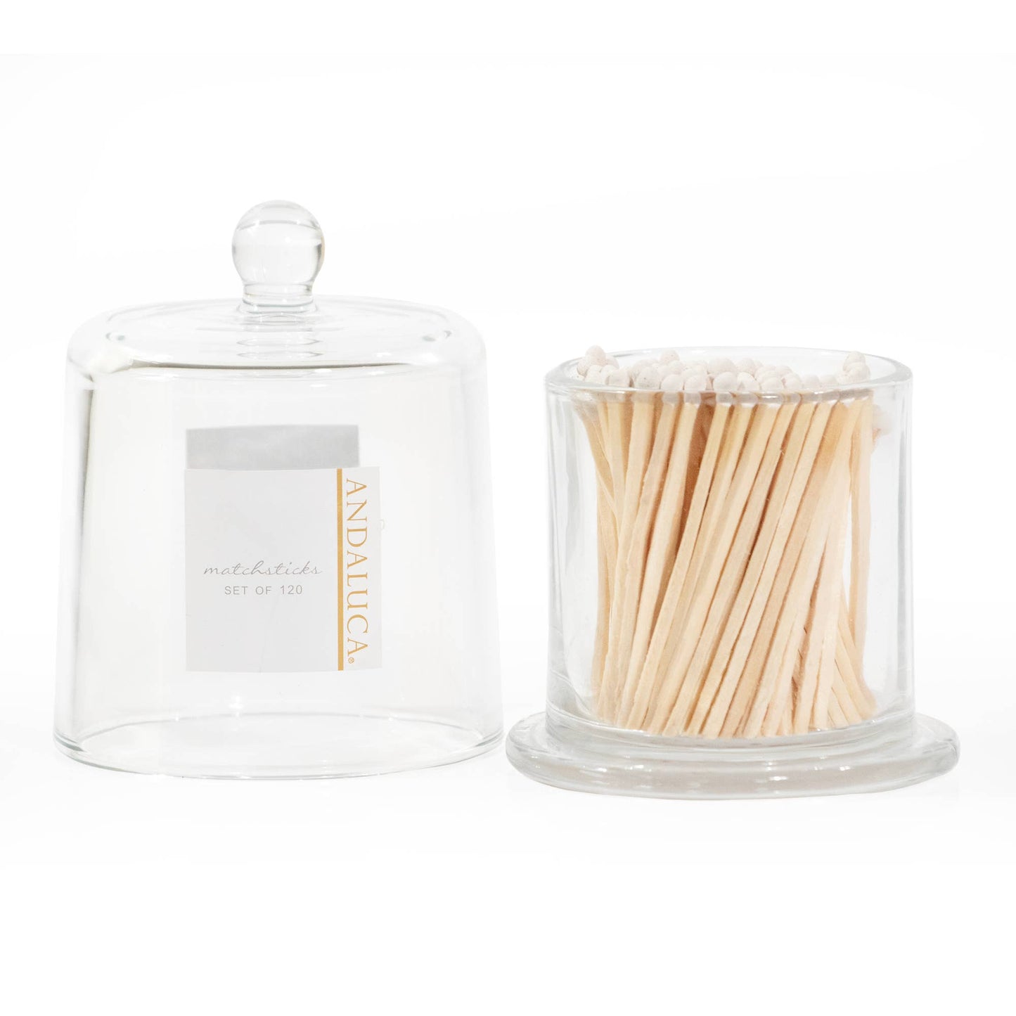 Glass Jar with Lid & 120 Wooden White Matches