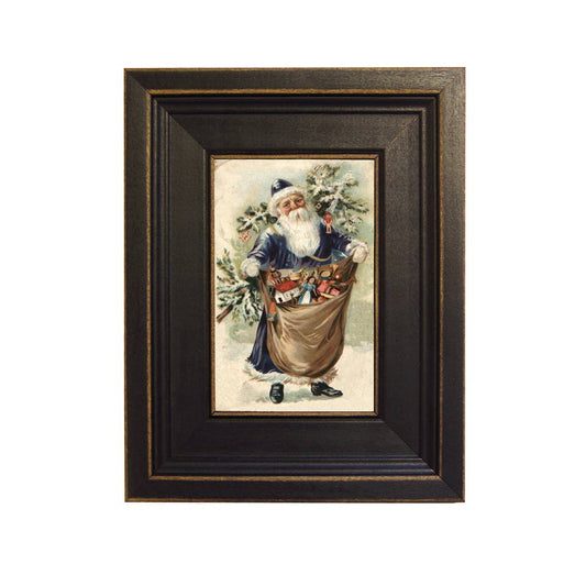 Santa with Bag of Toys Framed Oil Painting Print on Canvas