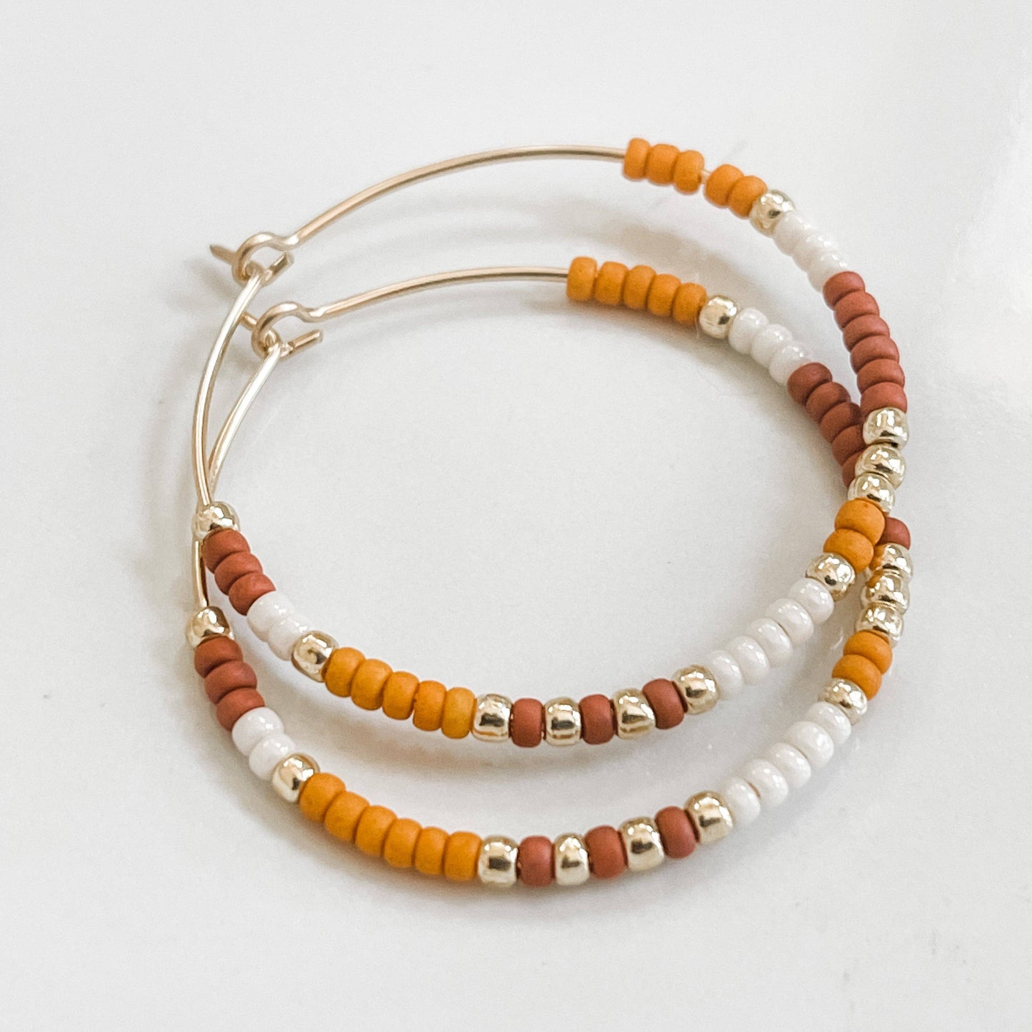 Fall Beaded Hoop Earrings | 14k Gold Fill & Sterling Silver