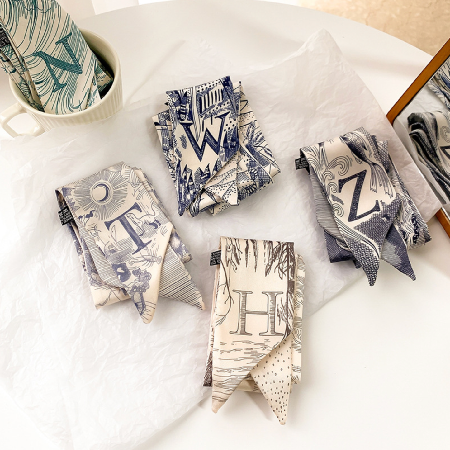 Initial Silk Scarf – Personalized Gift Accent for Her