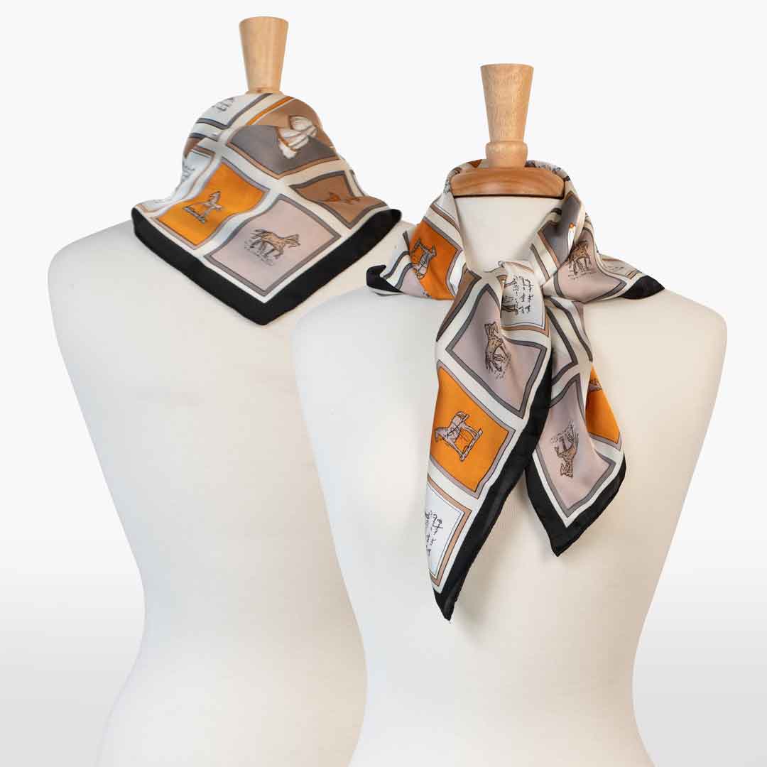 Pony Club - Stylized Equestrian Scarf with Black Border
