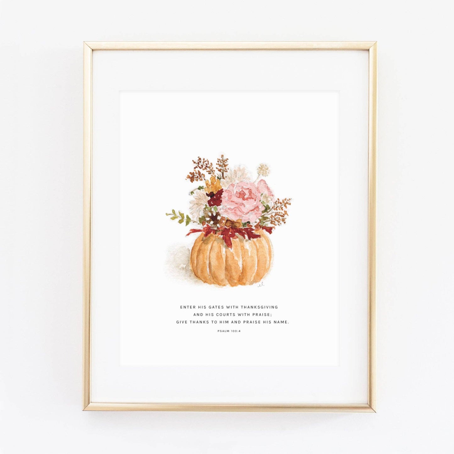 Psalm 100:4 pumpkin bouquet scripture print