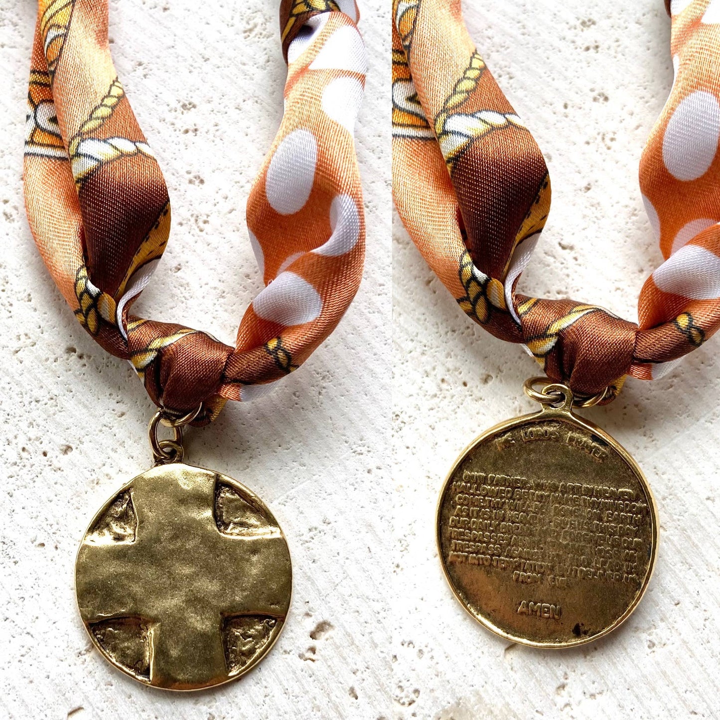 Scarf necklace knotted Lord’s Prayer Van Gogh starry night