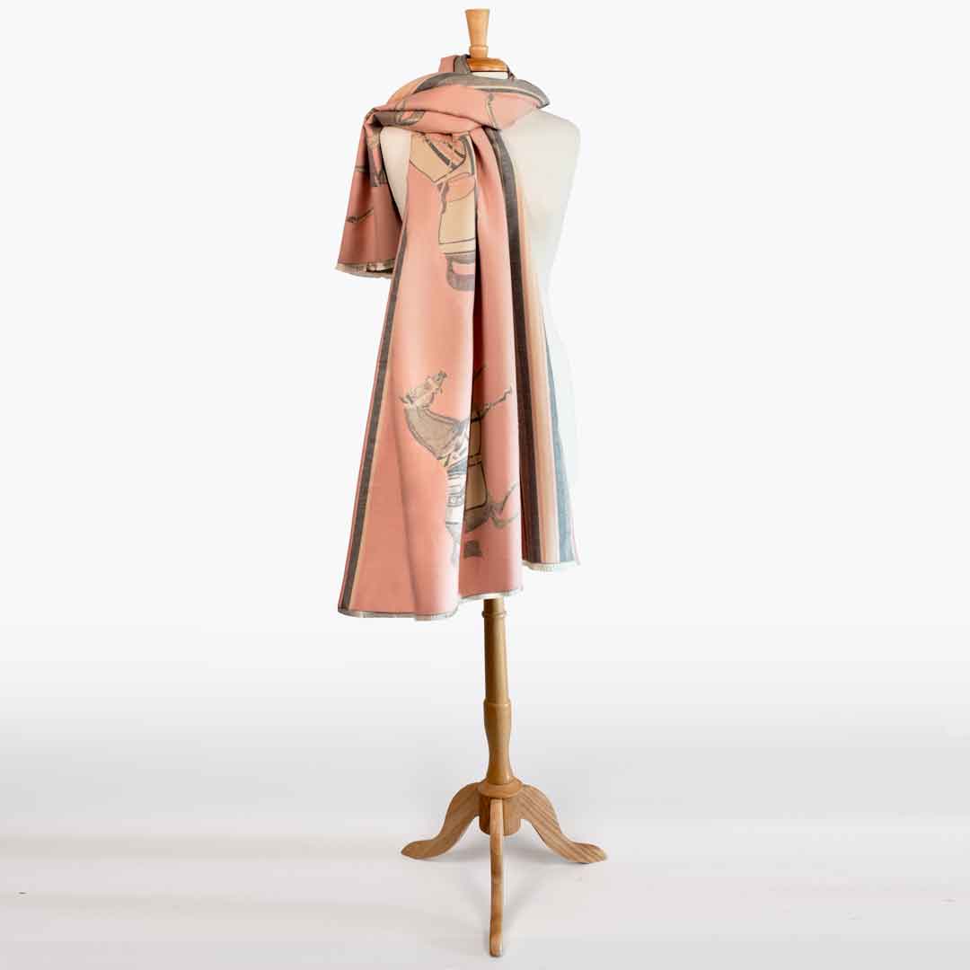 Equus -  Blush Pink Equestrian Motif Luxe Shawl