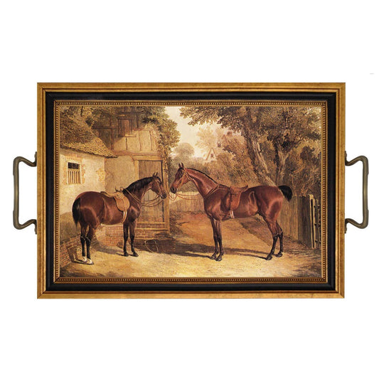 Saddled Horse Tray w/ Brass Handles