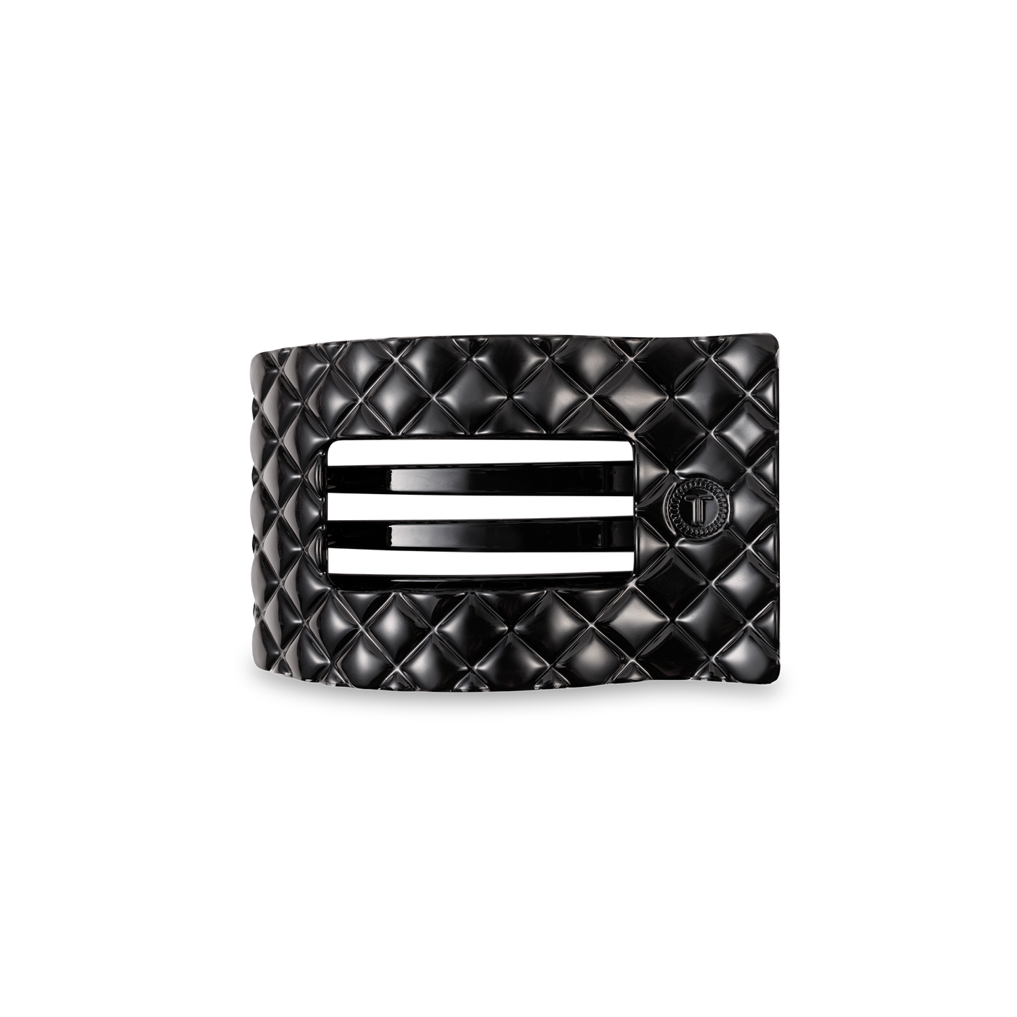 Flat Rectangle Hair Clip | Small | Jet Black Quilted