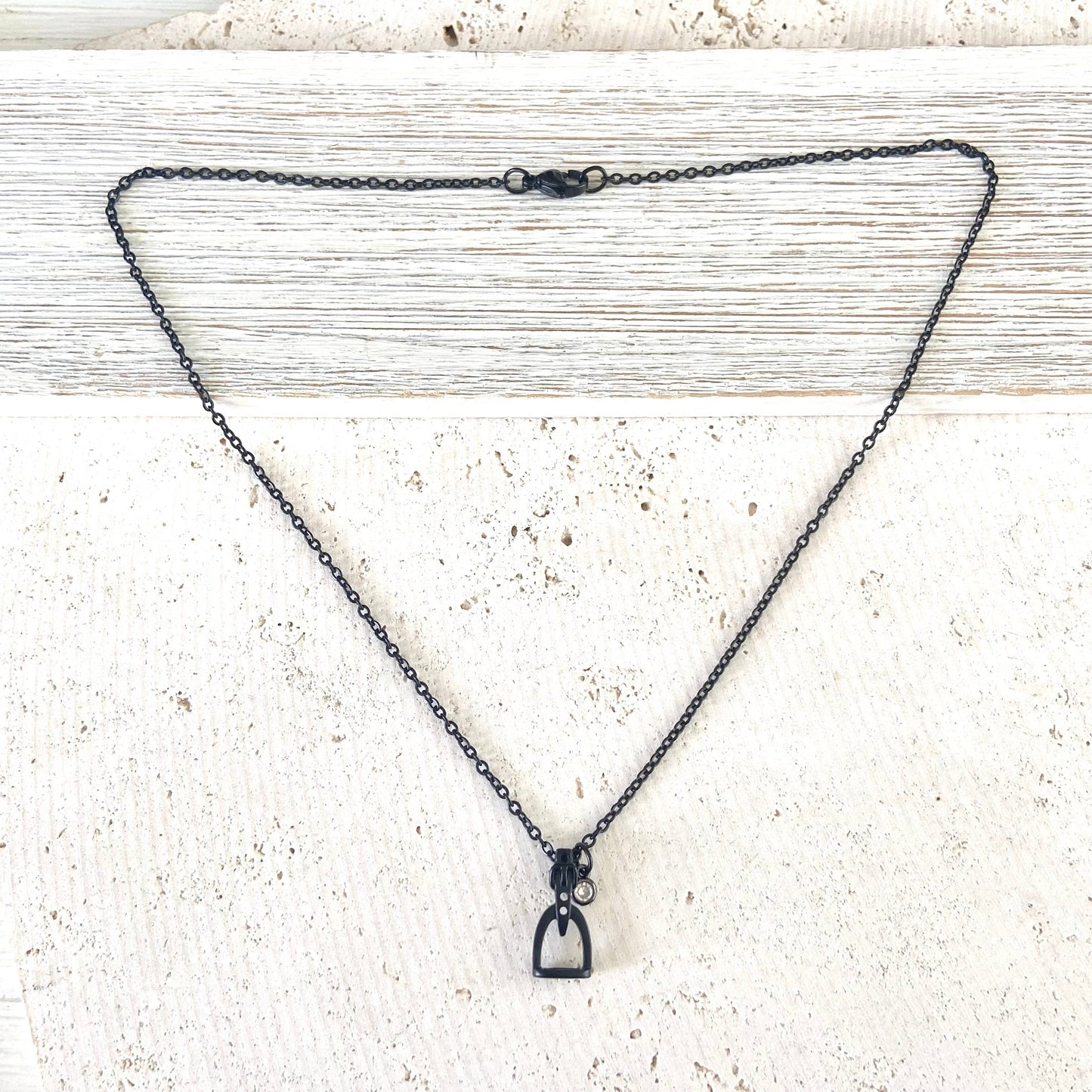 Horse jewelry stirrup necklace, equestrian, derby