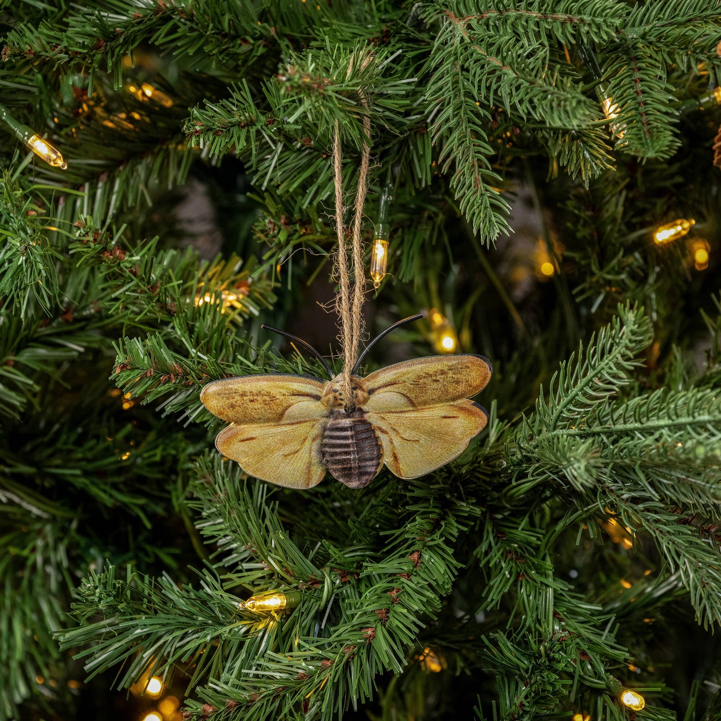 CREAM & BLACK MOTH ORNAMENT
