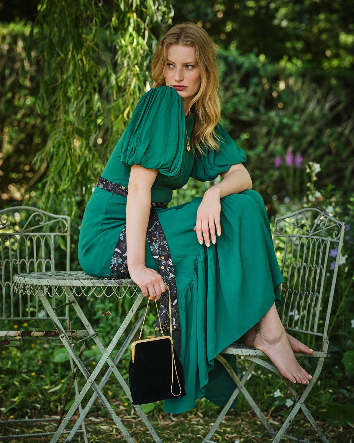 Into The Woods Green Clutch Bag