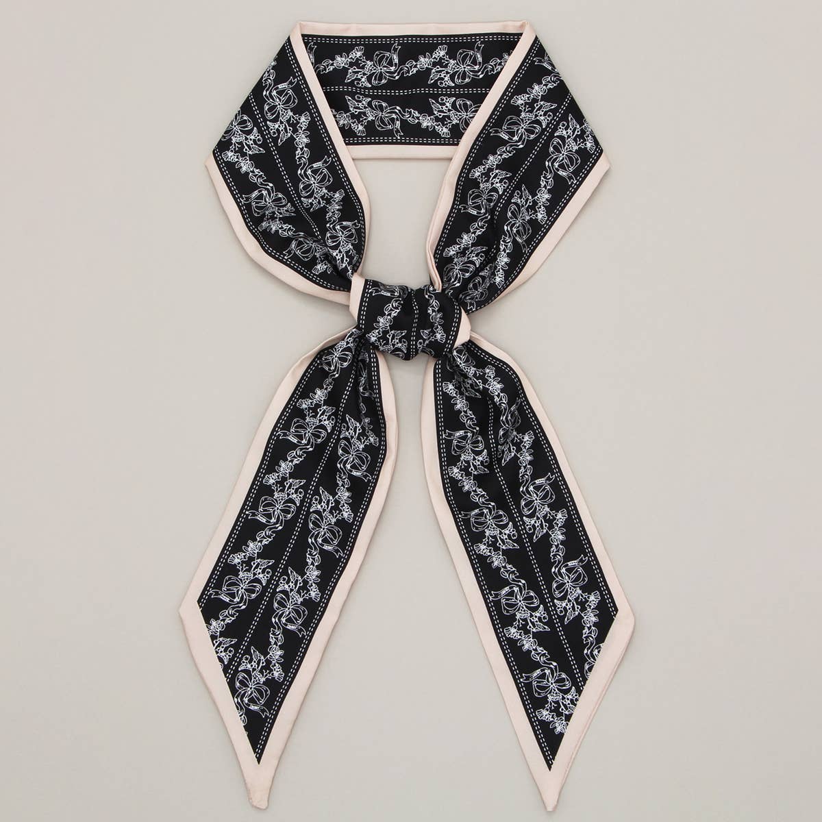 Letter Floral Twilly Scarf – Hair Ribbon & Bag Tie_CWASC0095