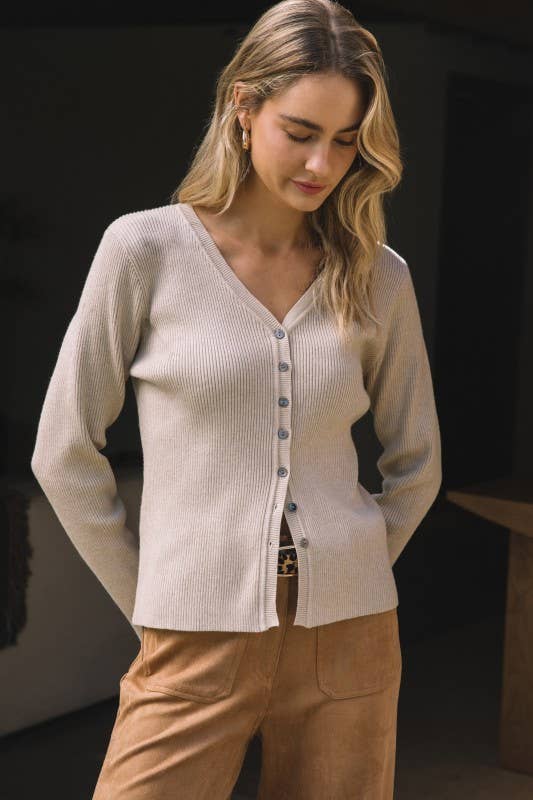 Button Down Long Sleeve Top