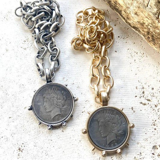 Liberty coin necklace Patriotic jewelry boutique vintage