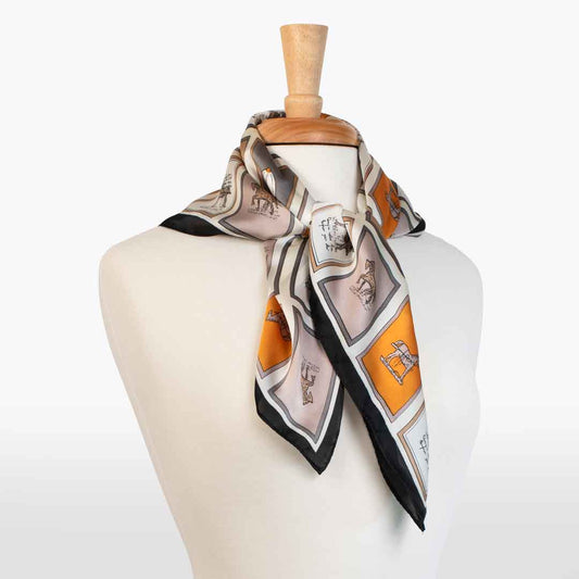 Pony Club - Stylized Equestrian Scarf with Black Border