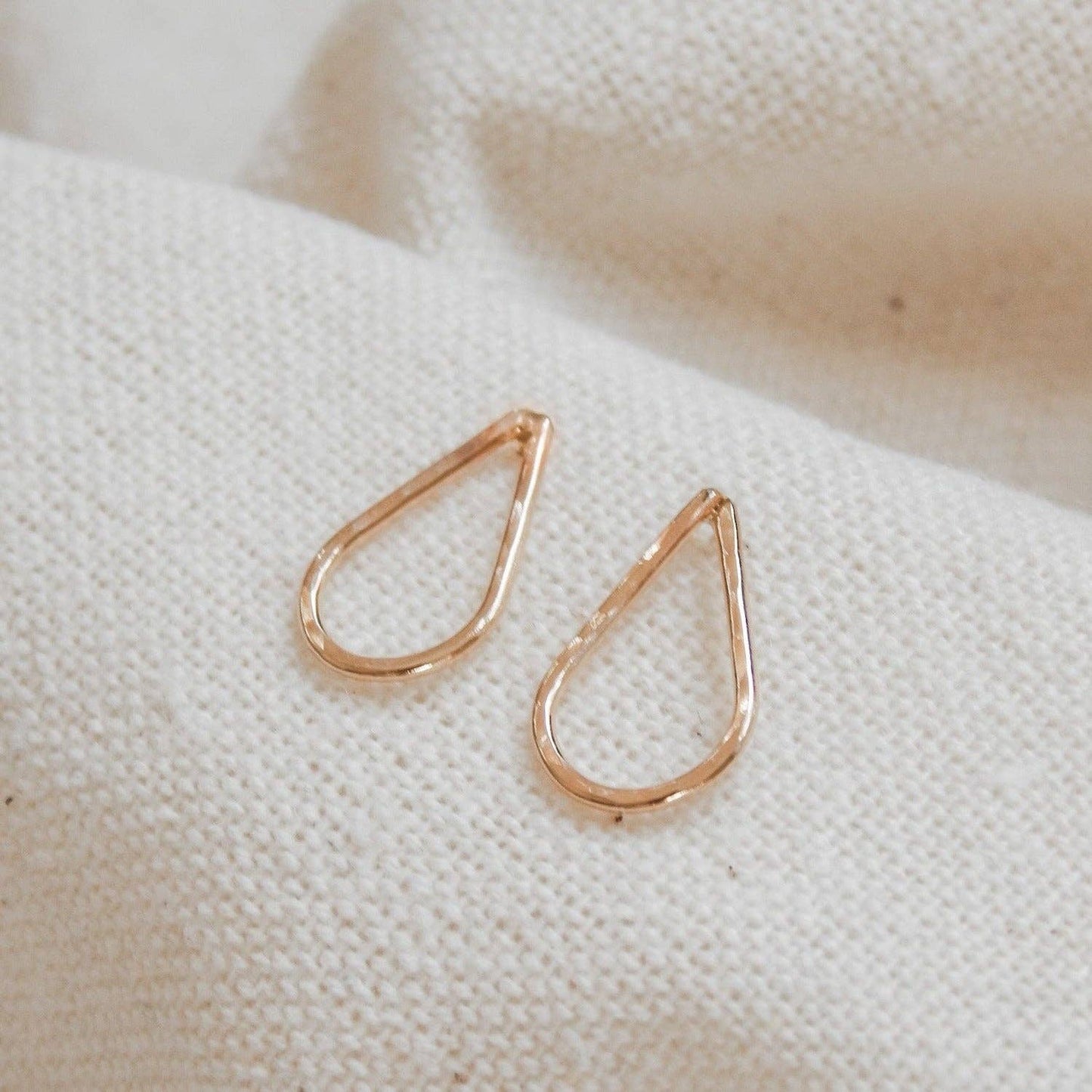Hammered Teardrop Stud Earrings - Minimalist, Hypoallergenic