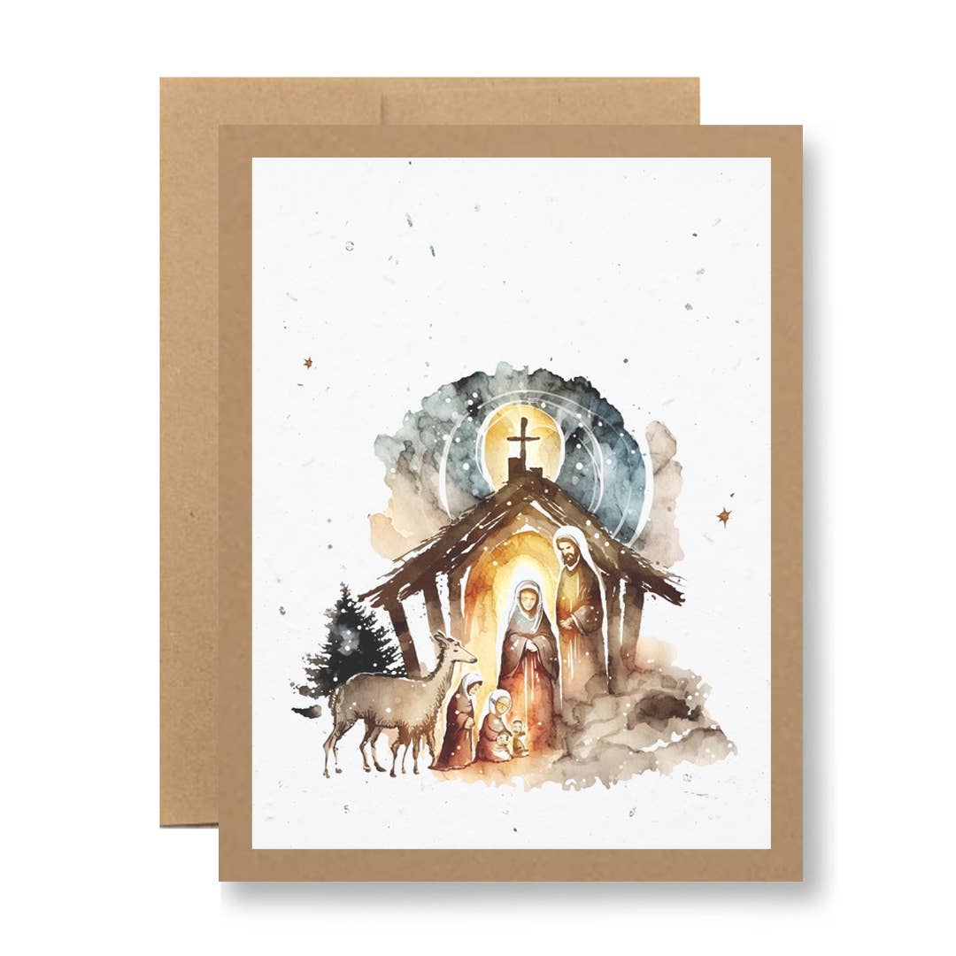 Plantable Greeting Card - {Watercolor nativity}