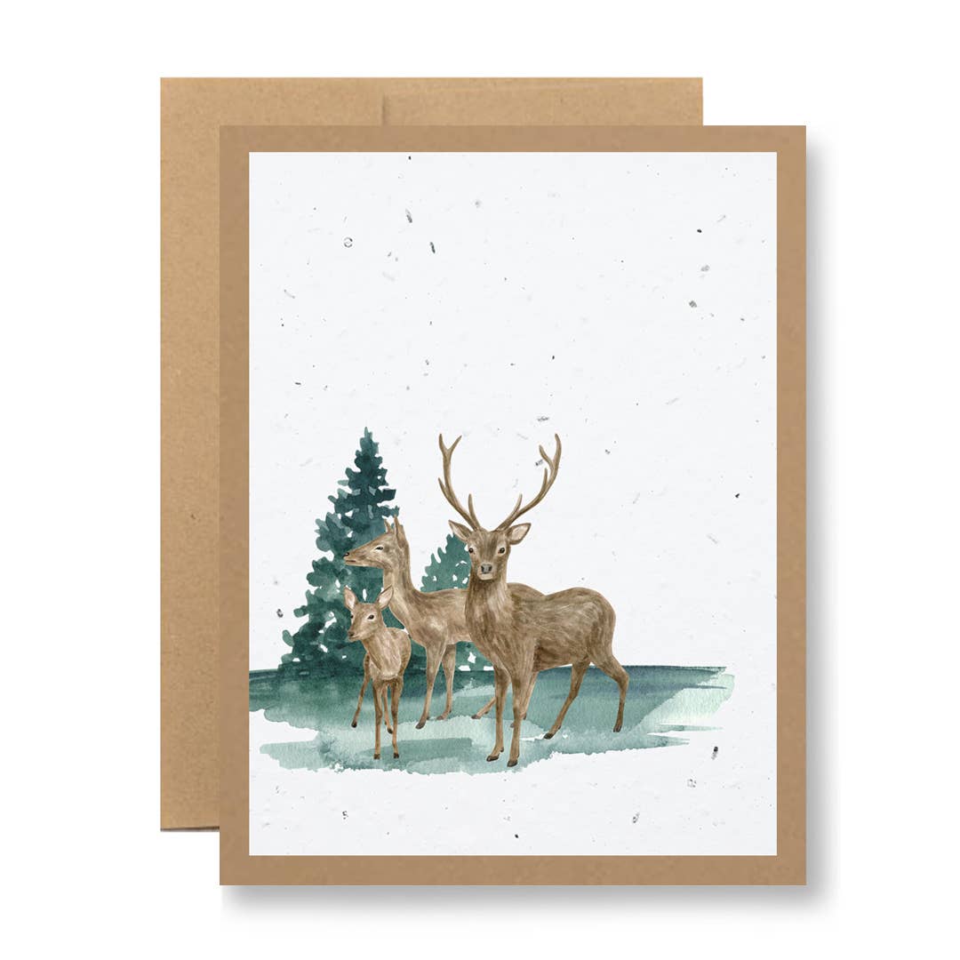 Plantable Greeting Card - {Watercolor elk in the forest}