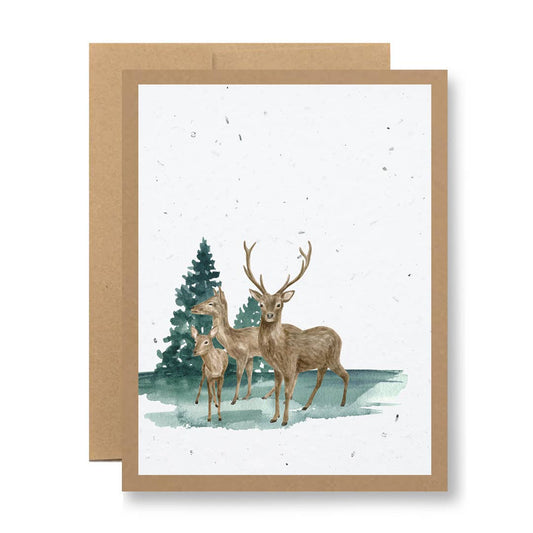 Plantable Greeting Card - {Watercolor elk in the forest}