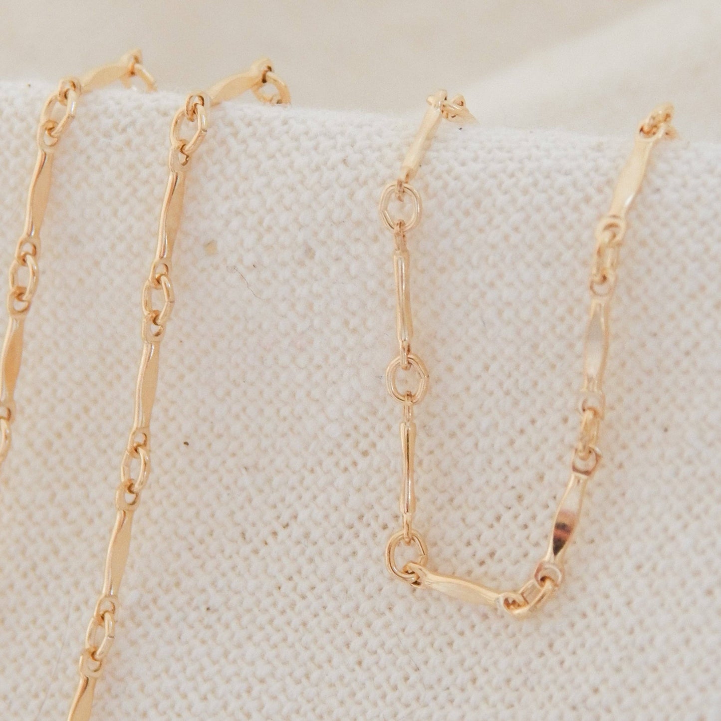 Dainty Bar Chain Layering Necklace w/ 2" Built-In Extender