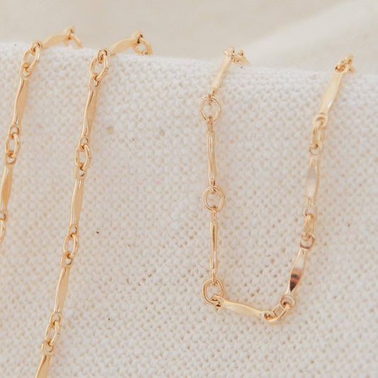 Dainty Bar Chain Layering Necklace w/ 2" Built-In Extender