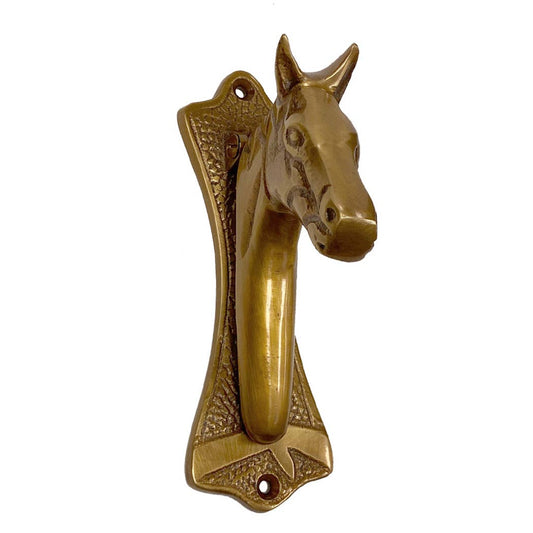 6" Antiqued Brass Horse Head Door Knocker