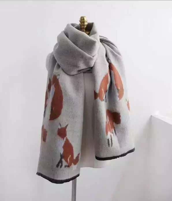 Tallyho Mr Fox Wool Blend Winter Scarf Shawl