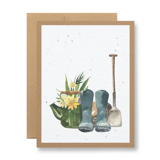 Plantable Greeting Card - {Garden boots and shovel}