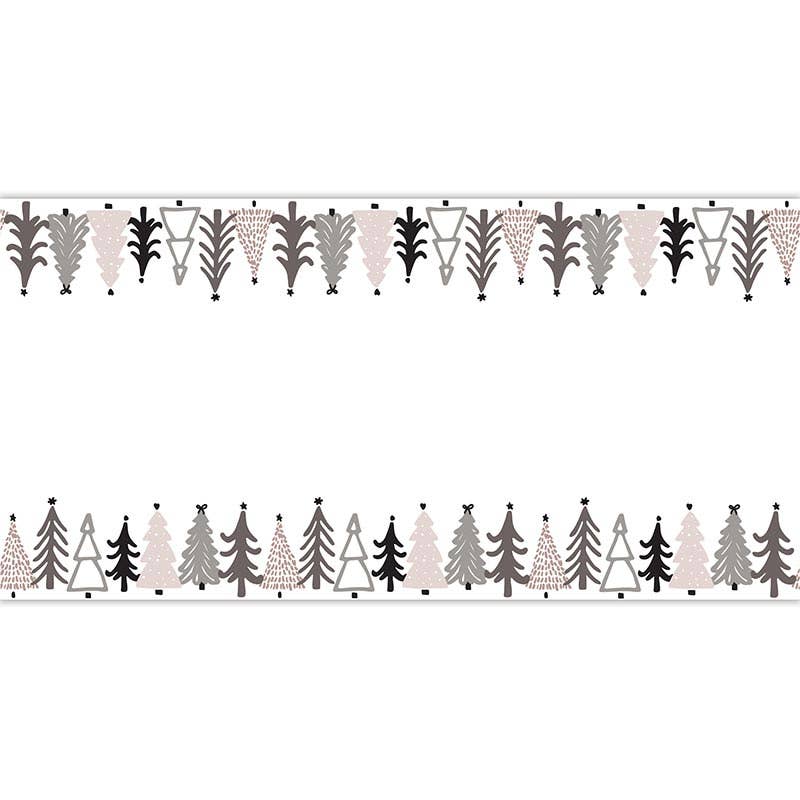 Paper Table Runner - Christmas Village Trees