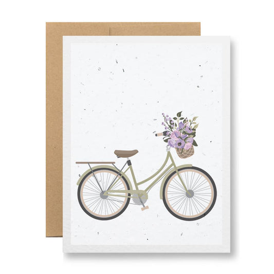 Plantable Greeting Card - {Bicycle with a basket of flowers}