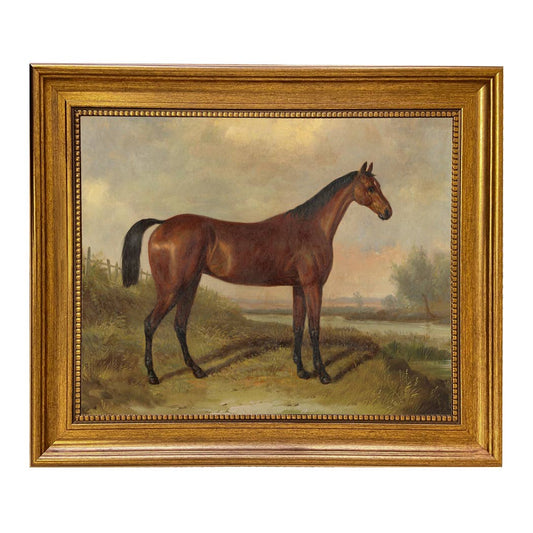 Hunter in a Landscape Framed Oil Painting Print on Canvas